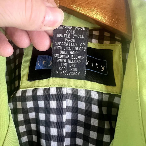 Relativity Lime Green Short Trench Jacket Double Breasted Size Medium - Picture 11 of 14